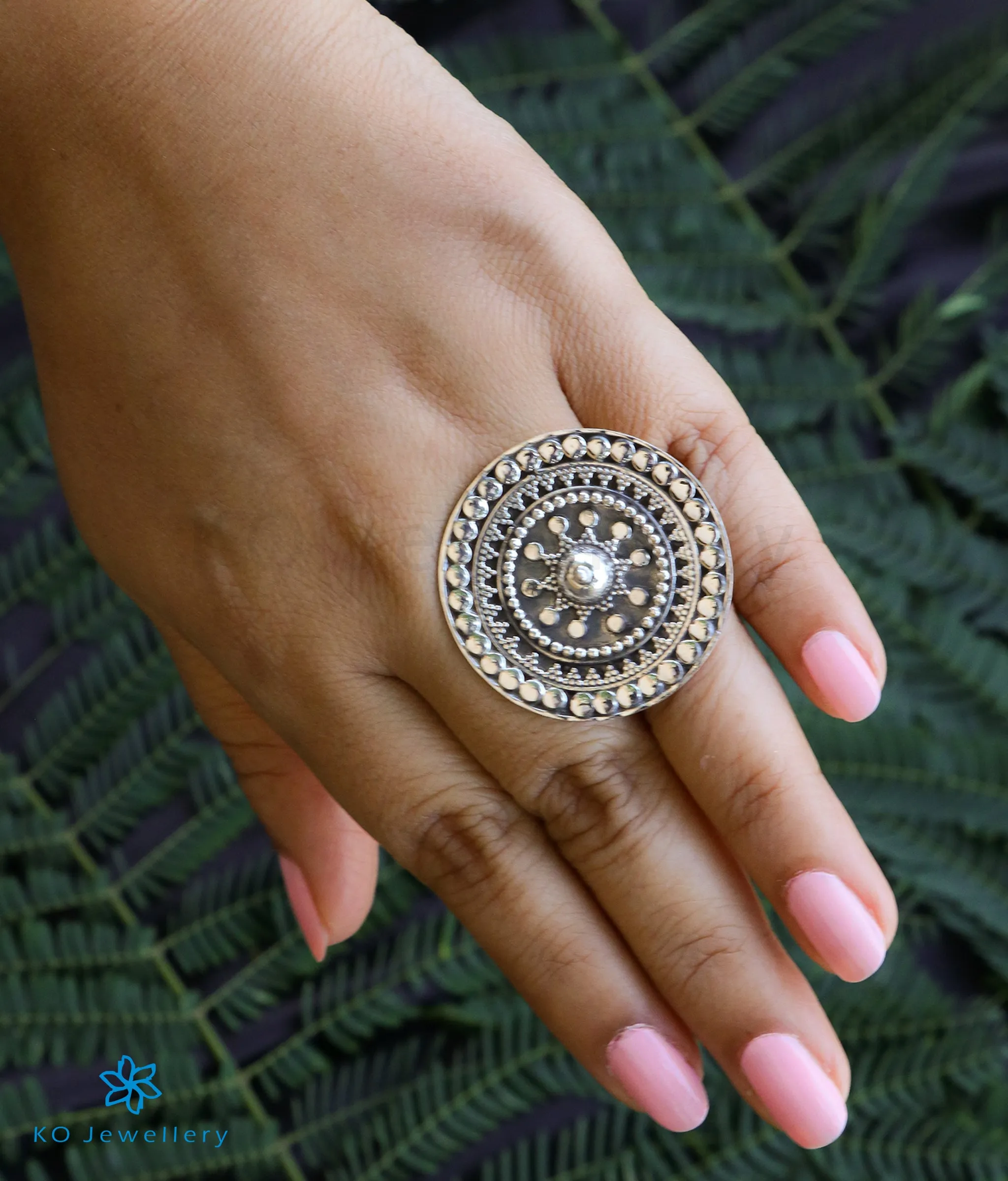 The Khyati Silver Statement Open Finger Ring