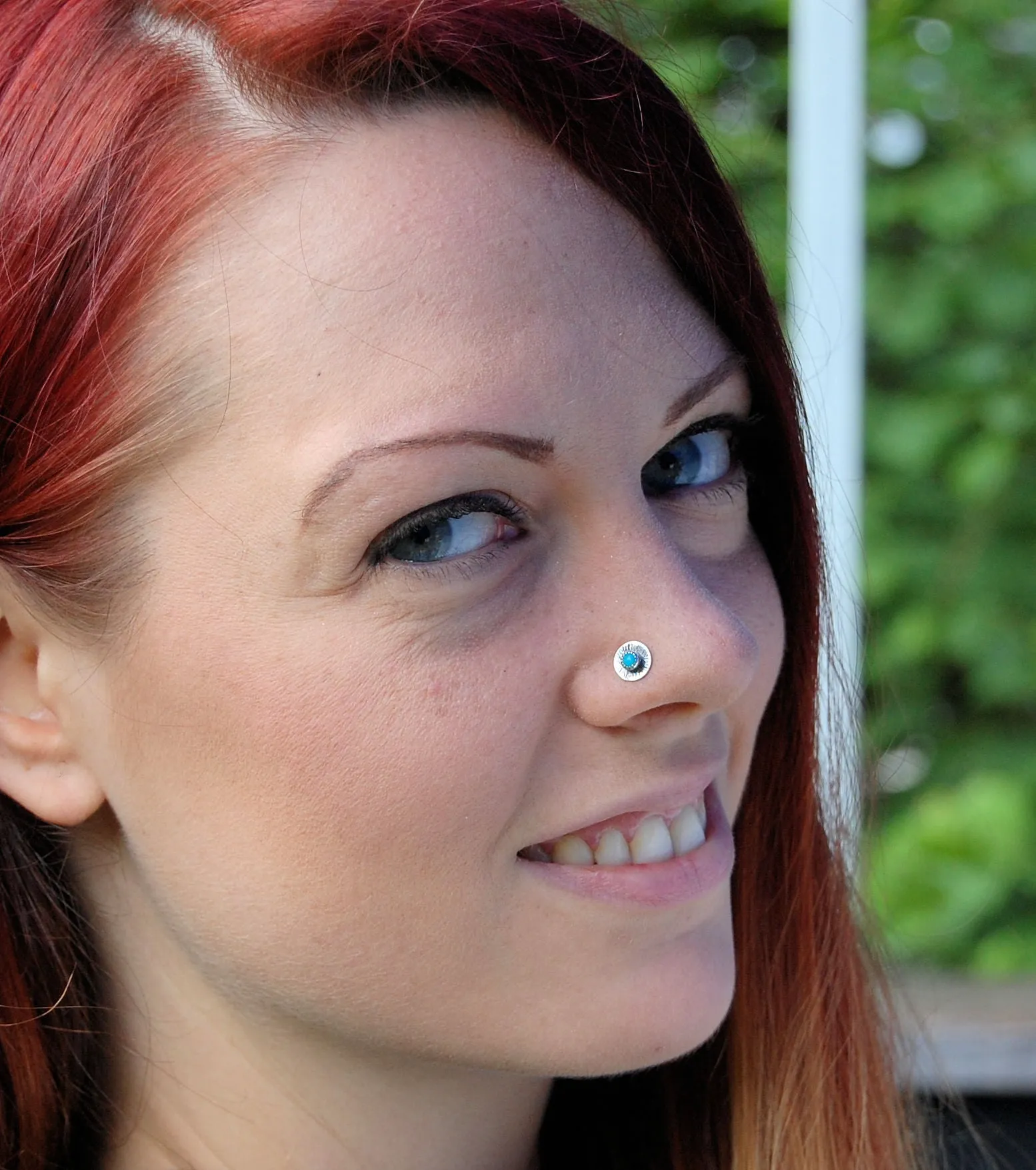 Turquoise and Sterling Silver Nose Stud