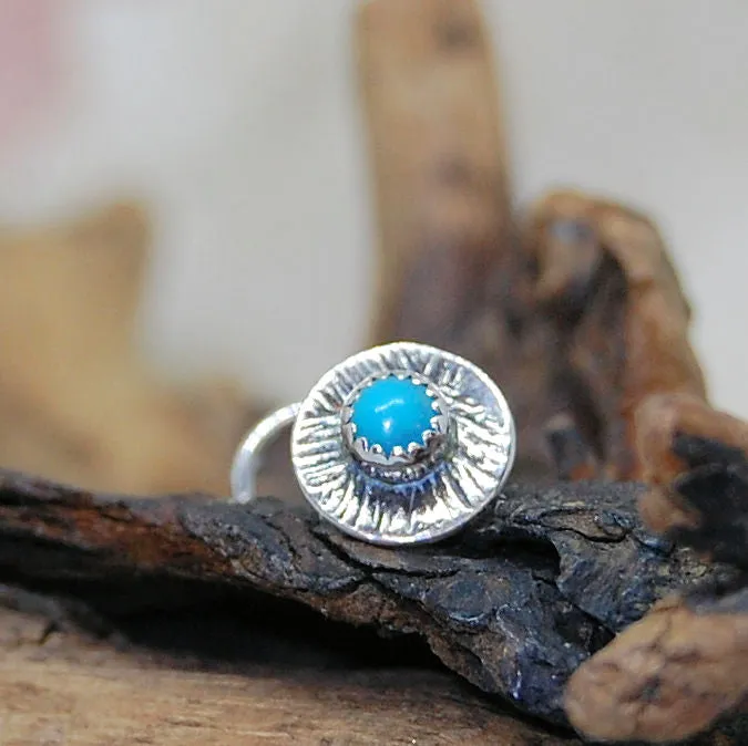 Turquoise and Sterling Silver Nose Stud