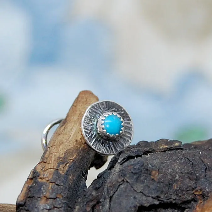 Turquoise and Sterling Silver Nose Stud