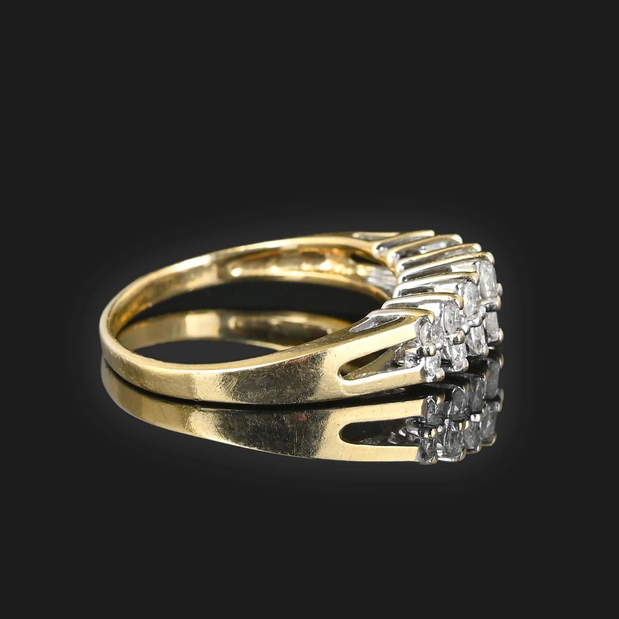 Two Row Chevron Diamond Ring in 14K Gold