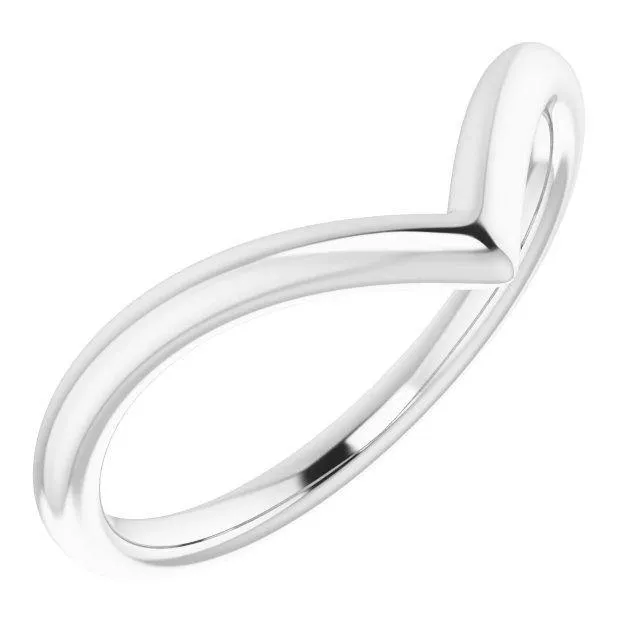 Vica Ring V Shape Contoured Curved Narrow Wedding Stacking Band