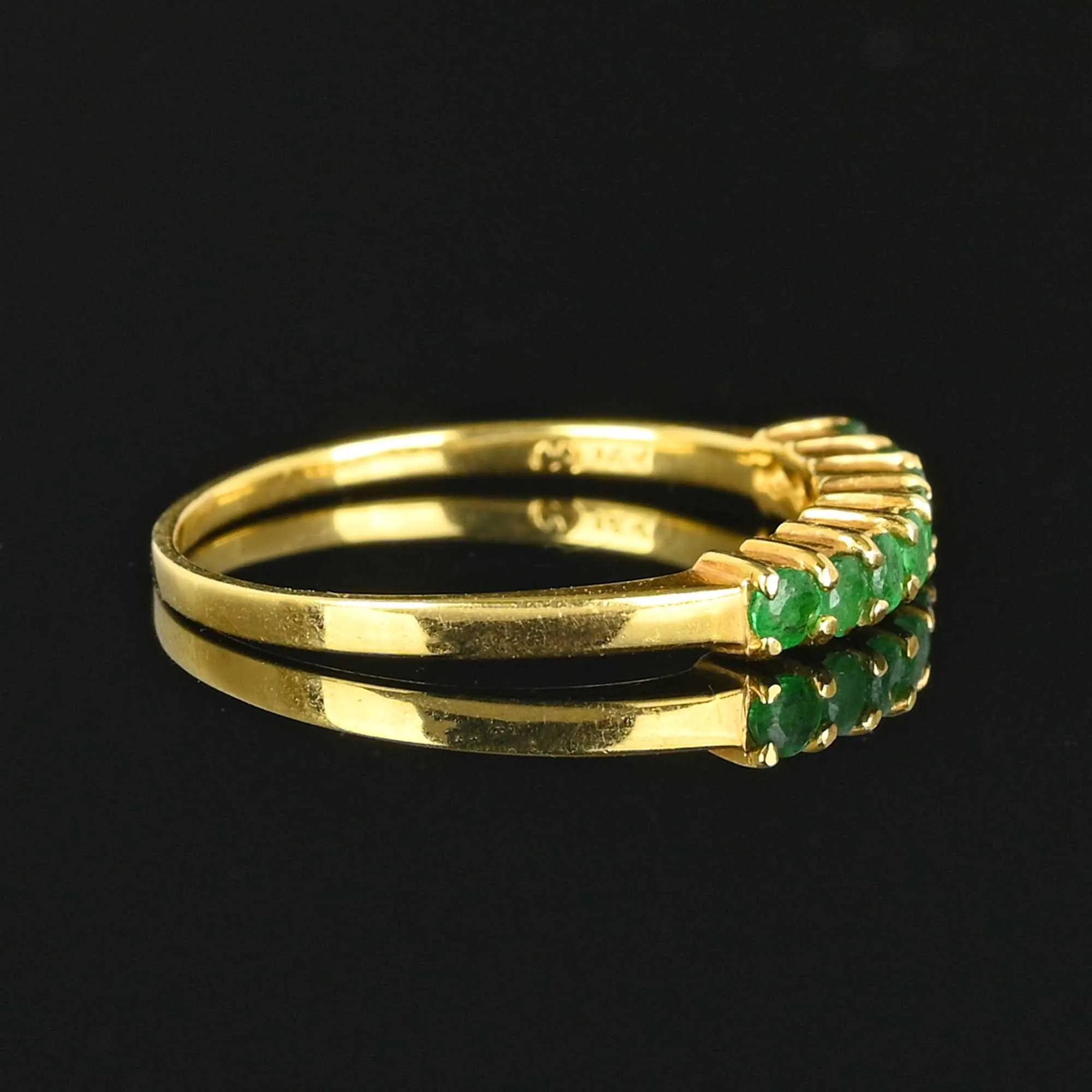 Vintage 14K Gold Emerald Half Eternity Band Ring