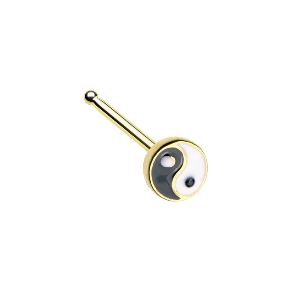 WILDKLASS Golden Enamel Yin Yang Nose Stud Ring