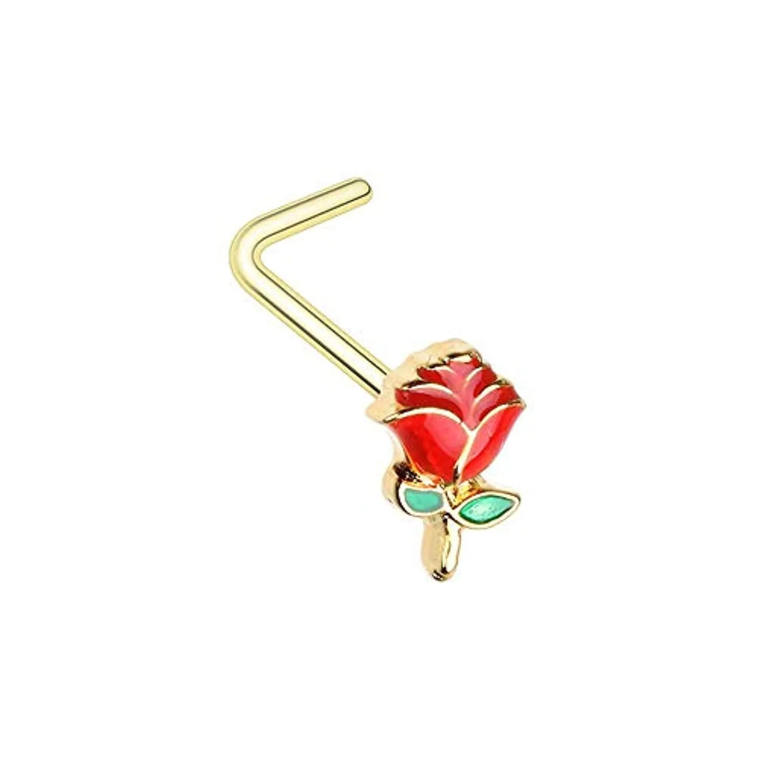 WILDKLASS Golden Enchanted Rose L-Shape Nose Ring